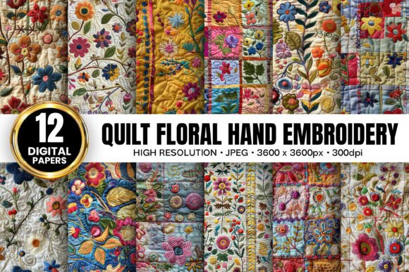 Quilt Floral Hand Embroidery Patterns