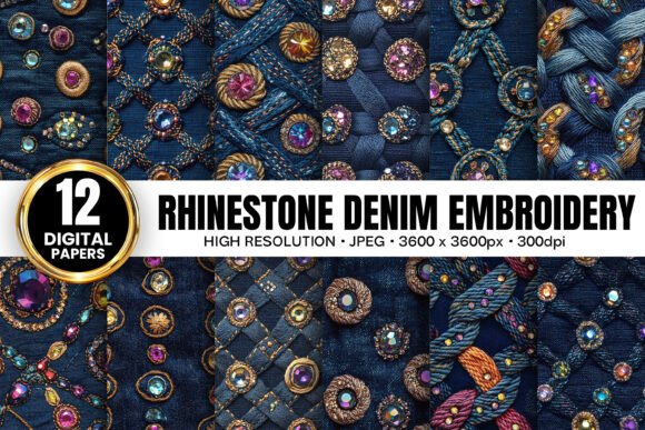 Rhinestones Denim Embroidery Patterns