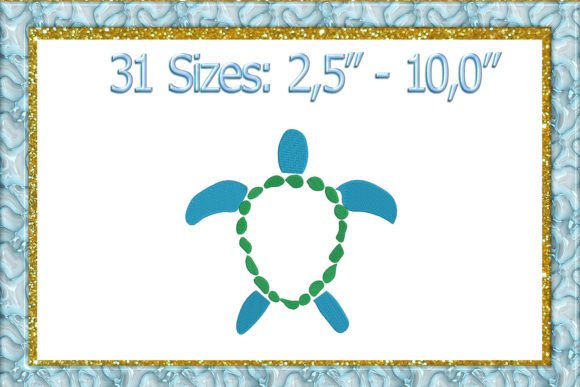 Turtle Monogram Frame Embroidery Design