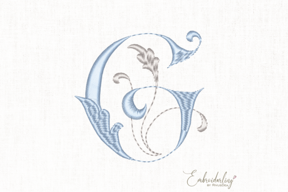 Vintage Floral G, Machine Embroidery Letter